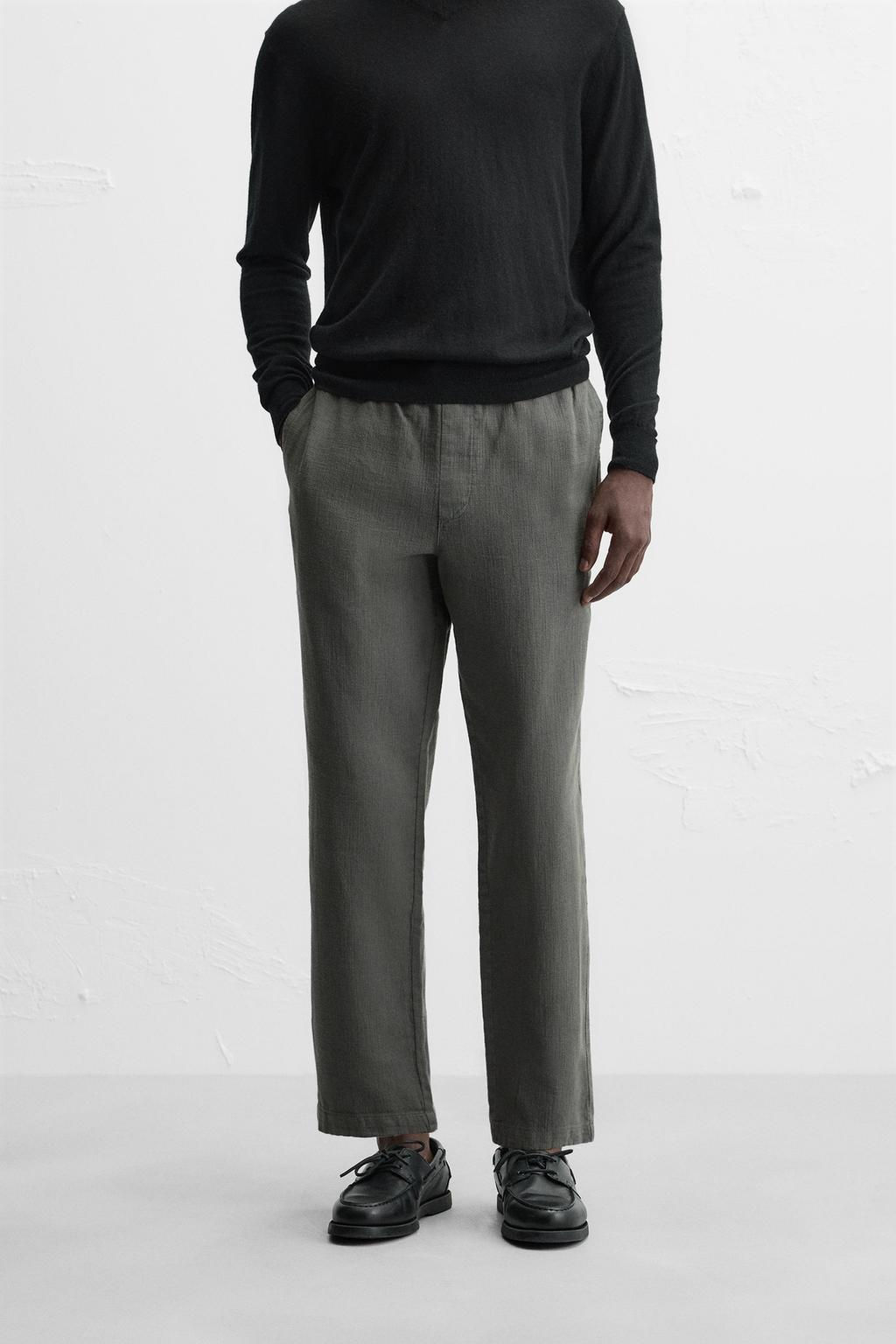 RELAXED FIT TEXTURED TROUSERS - Zara фото 28