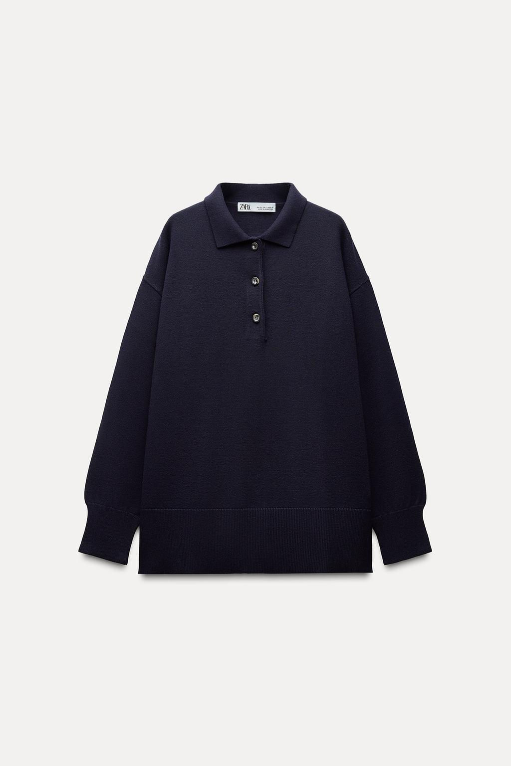PLAIN KNIT POLO SWEATER - Zara фото 3