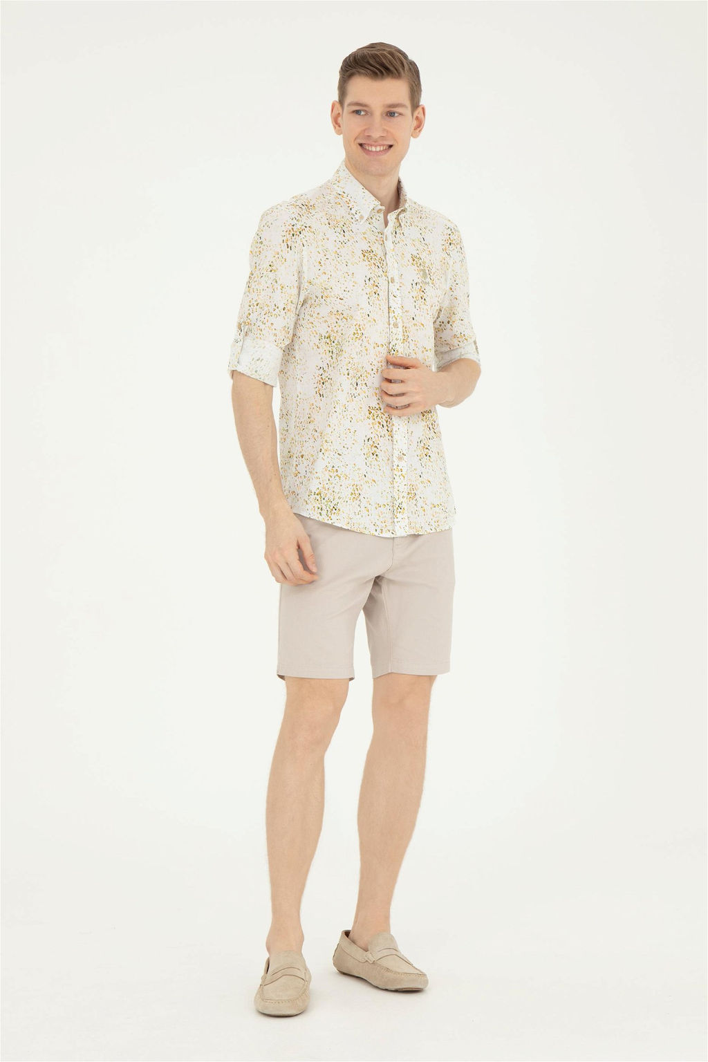 Мужская рубашка цвета хаки с длинным рукавом - U.s. polo assn фото 4