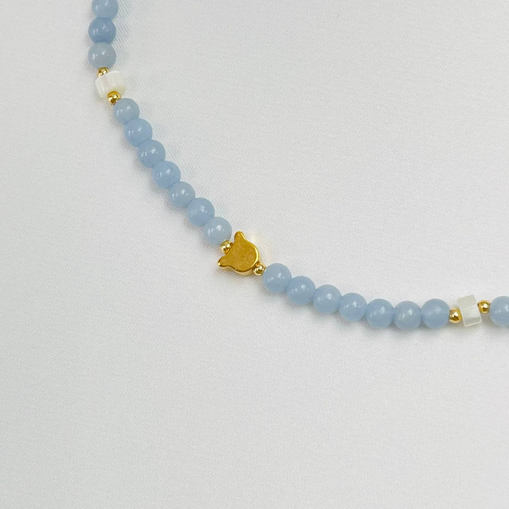 Бусы детские из Ангелита и Перламутра 34 см +