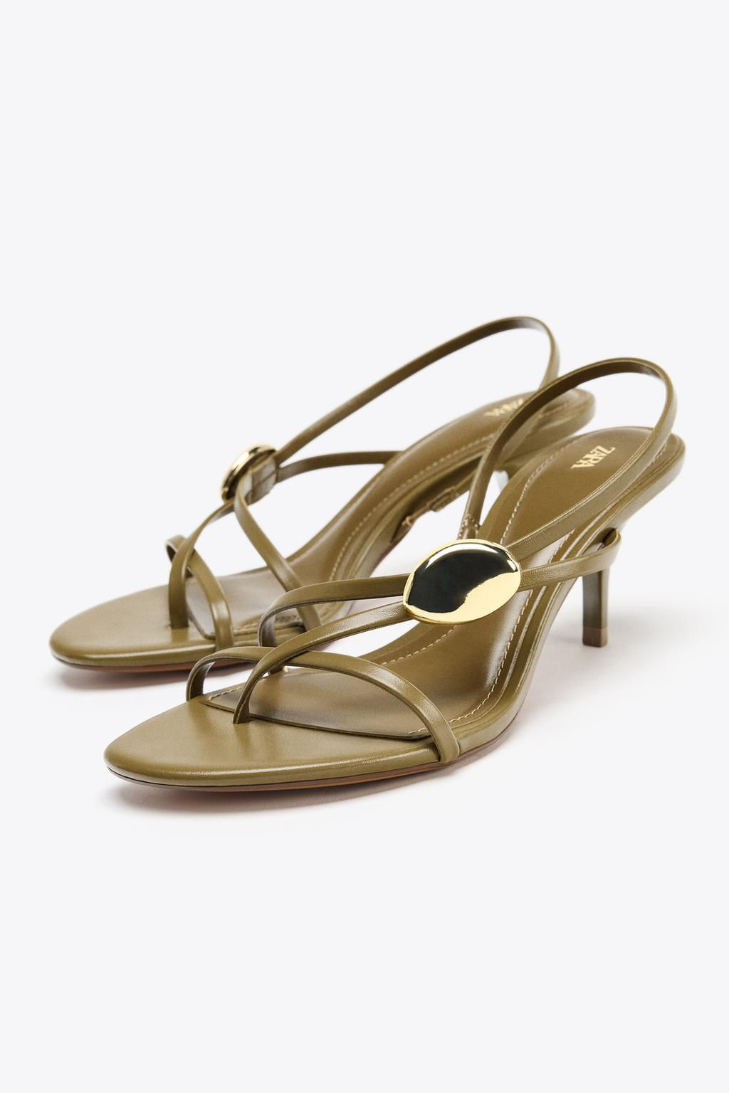 HEELED SANDALS WITH STRAPS AND METAL DETAIL - Zara фото 3