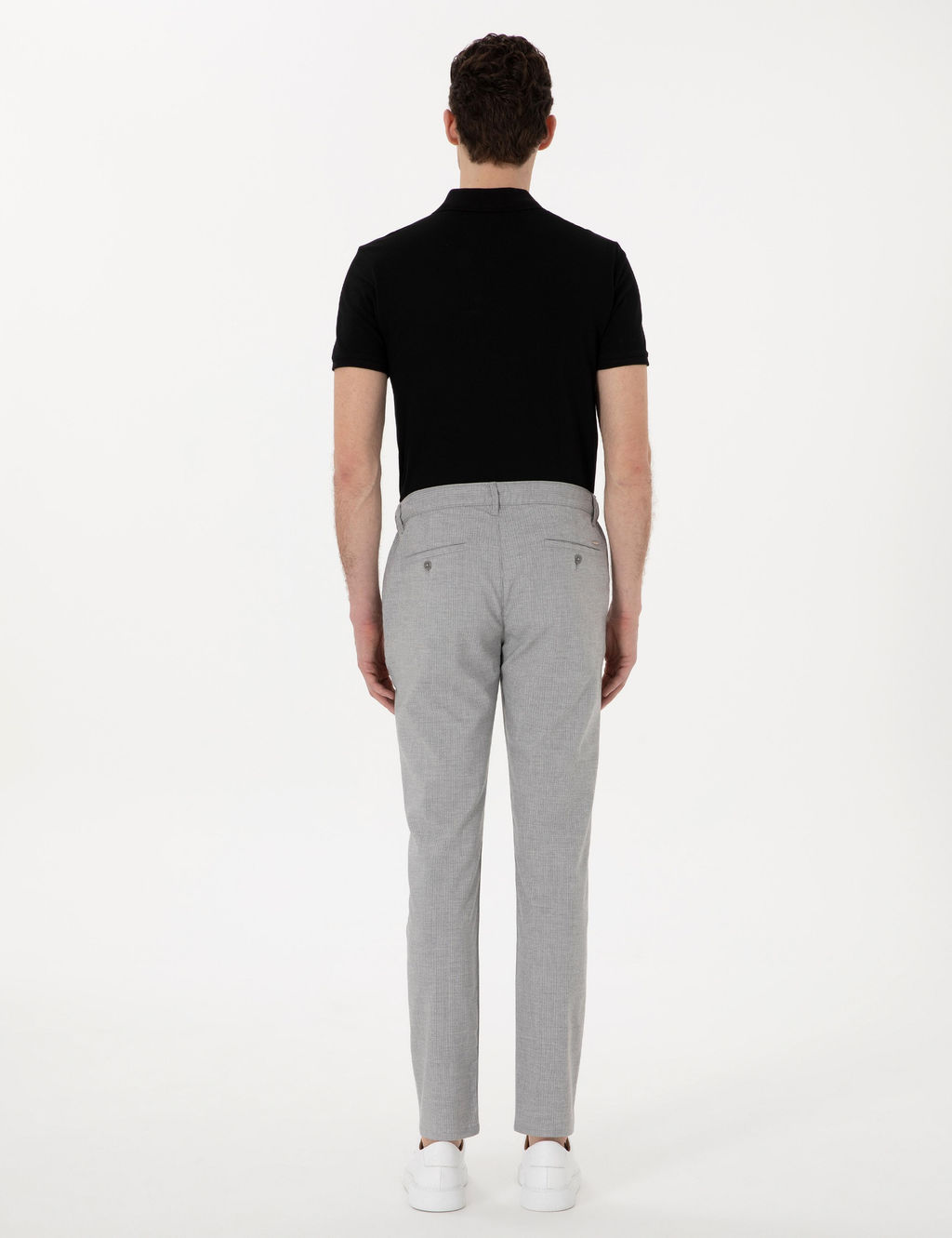 Gri Slim Fit Beli Lastikli _izgili Kanvas Pantolon - Pierre cardin фото 4