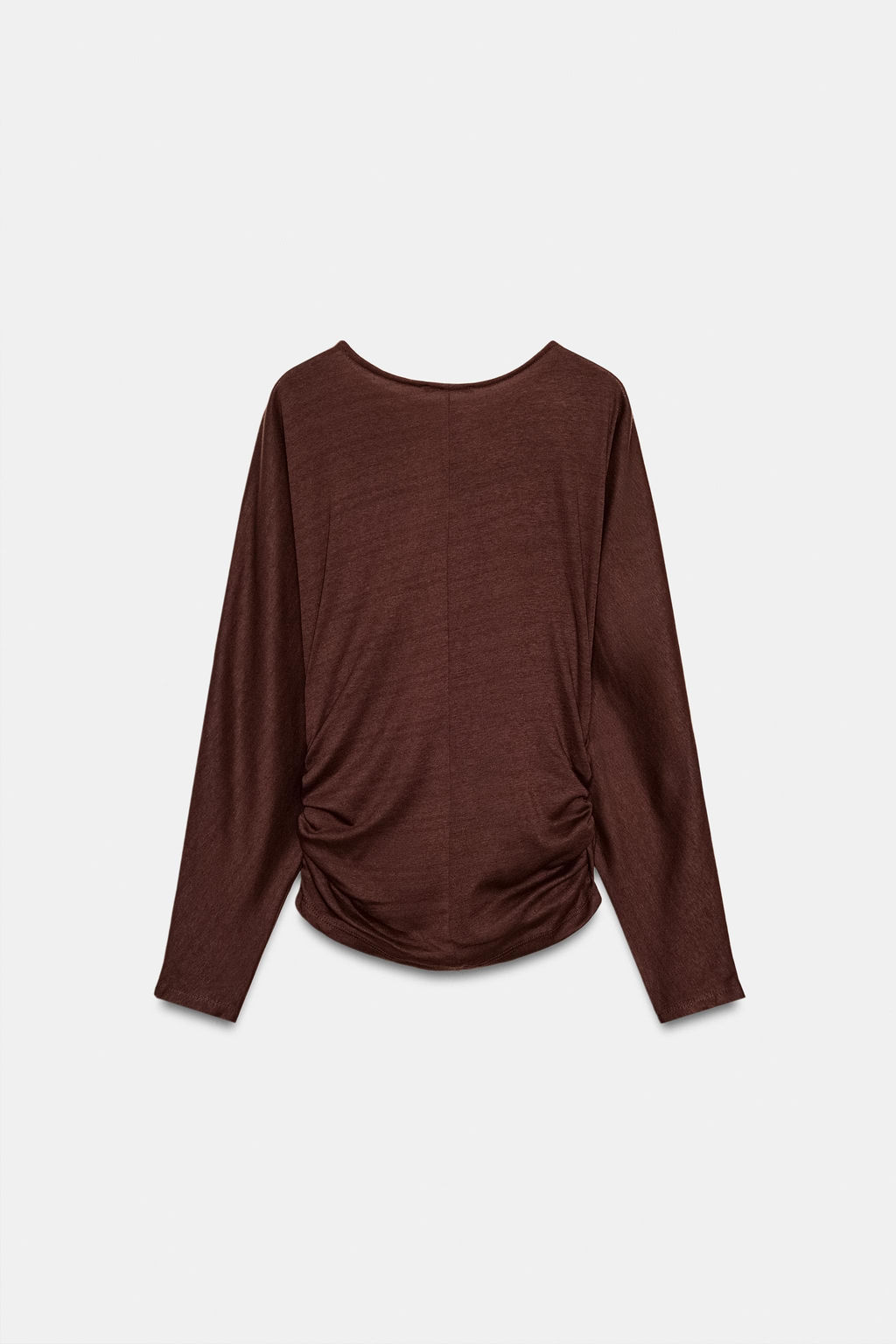 CAMISETA DRAPEADO LATERAL / Chocolate - Zara фото 6