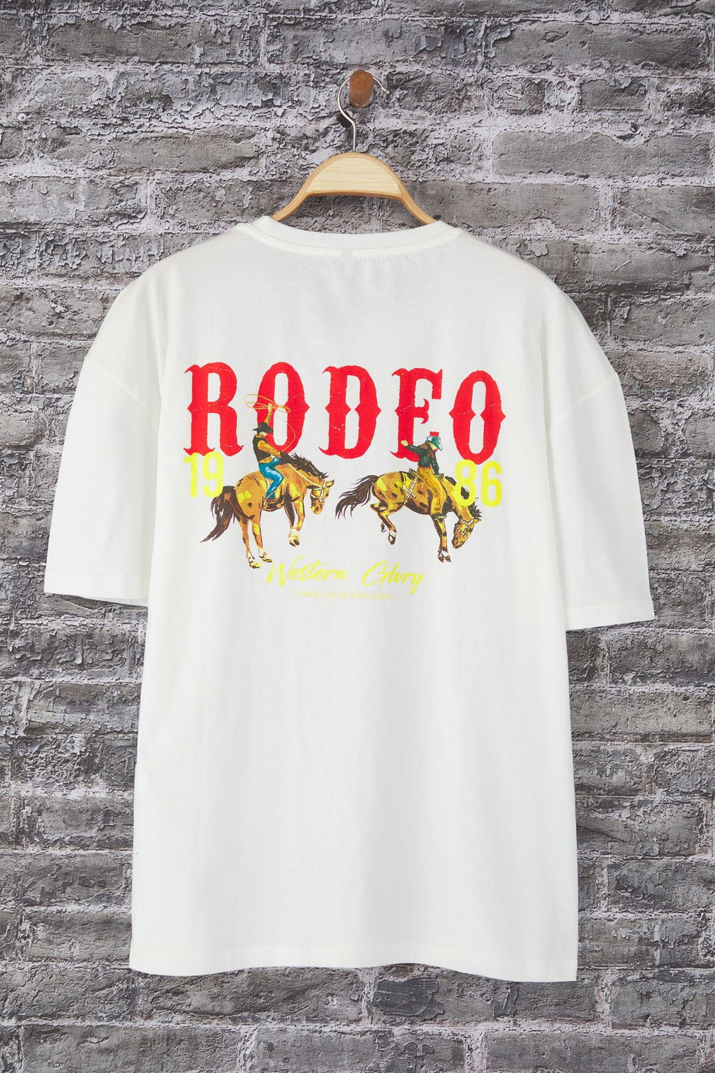 TRENDYOL MAN Siyah Oversize/Genis Kesim Rodeo Bask?l? T-Shirt TMNSS25TS00135 - Trendyolmilla фото 5