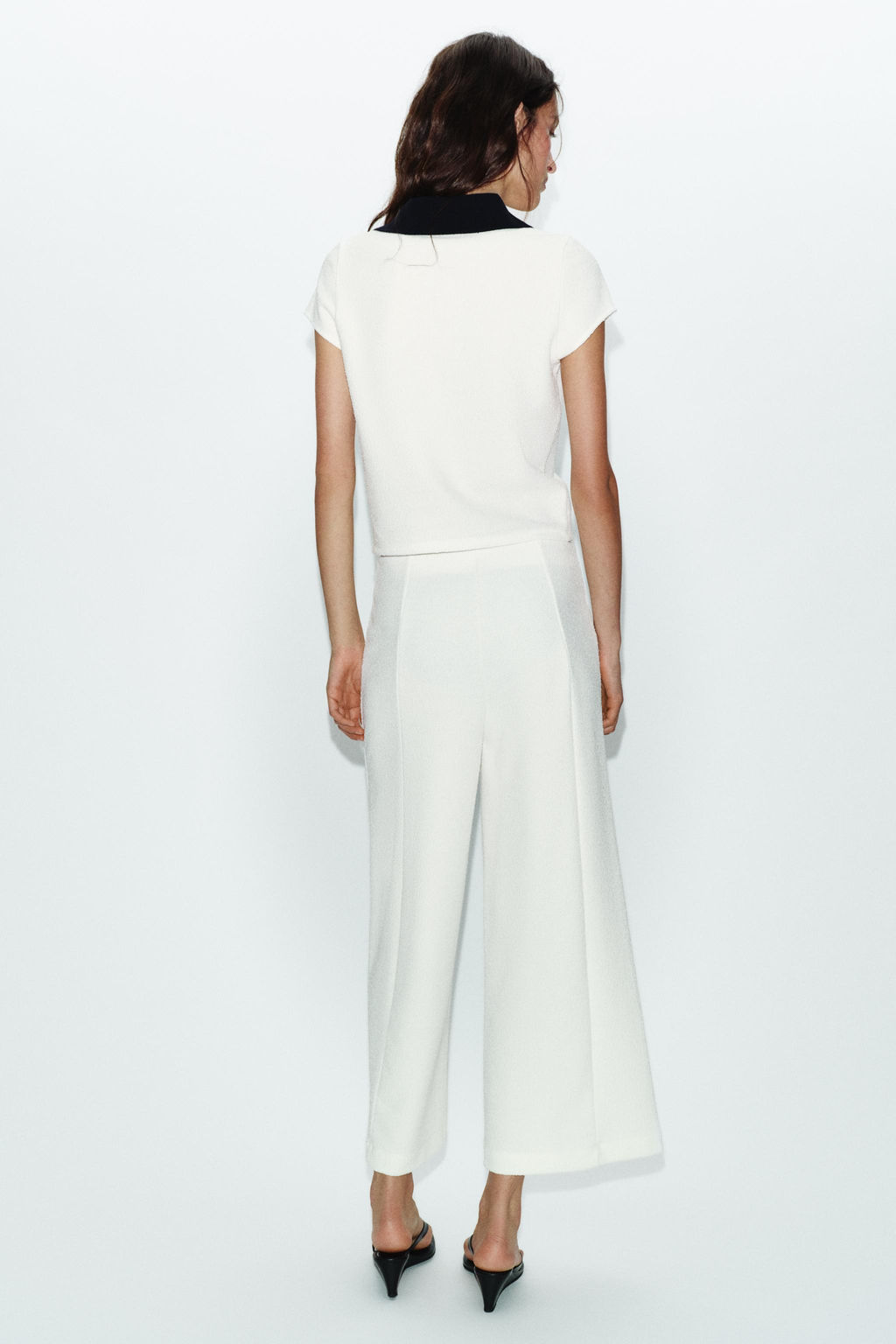 PANTAL?N CULOTTE TEXTURA / Crudo / Marino - Zara фото 5