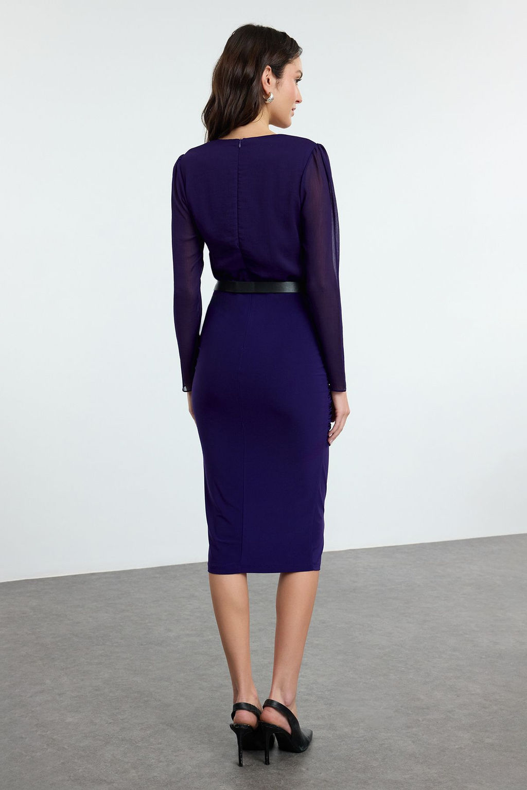 Trendyolmilla Mor Duz Dokuma Elbise TWOAW24EL00591 фото 5