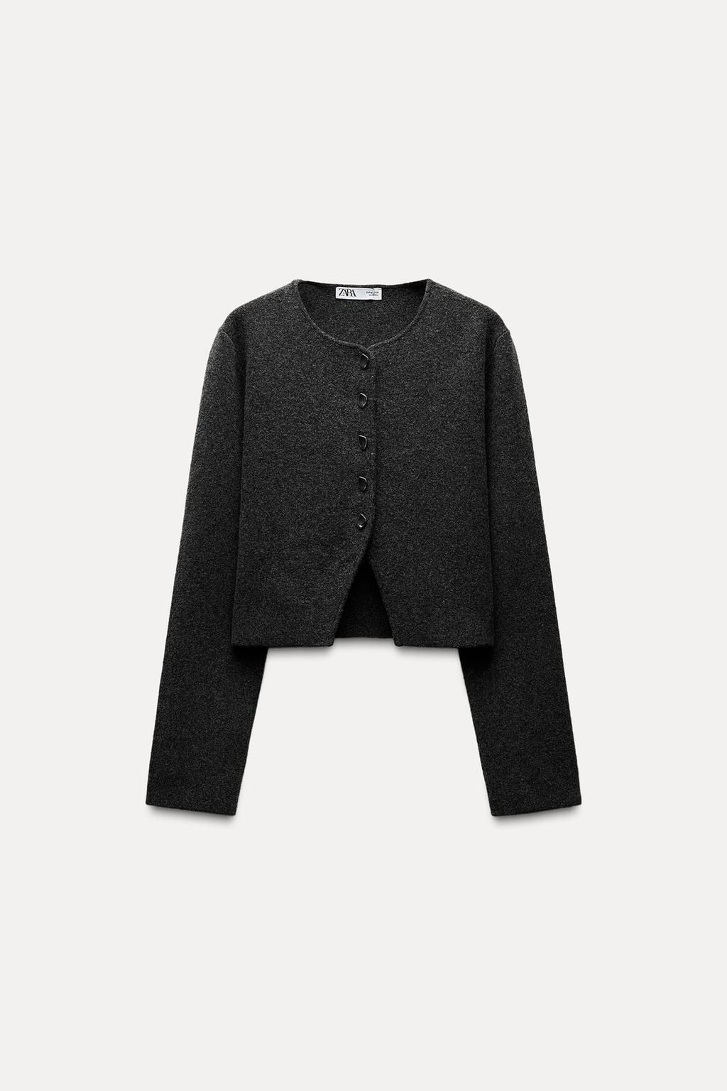 PLAIN KNIT CROPPED JACKET - Zara фото 4