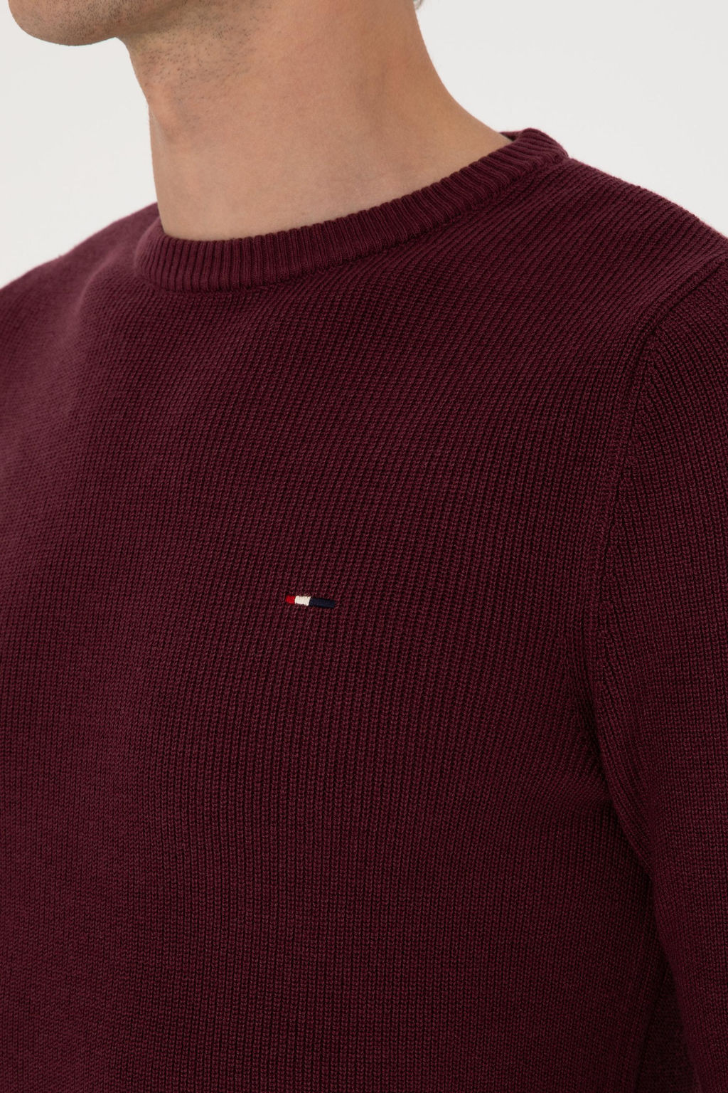 Erkek Slim Fit Bisiklet Yaka Bordo Basic Kazak - U.s. polo assn фото 7