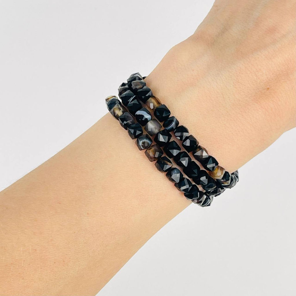 Бусины для украшений из полосатого Агата (70 бусин) 37 см