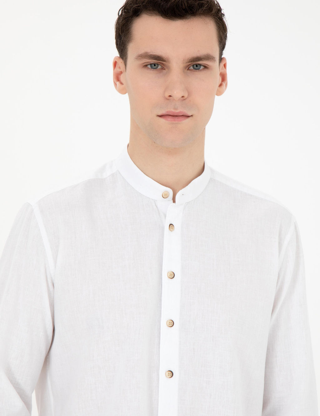 Рубашка Pierre Cardin Regular Fit белая с примесью льна