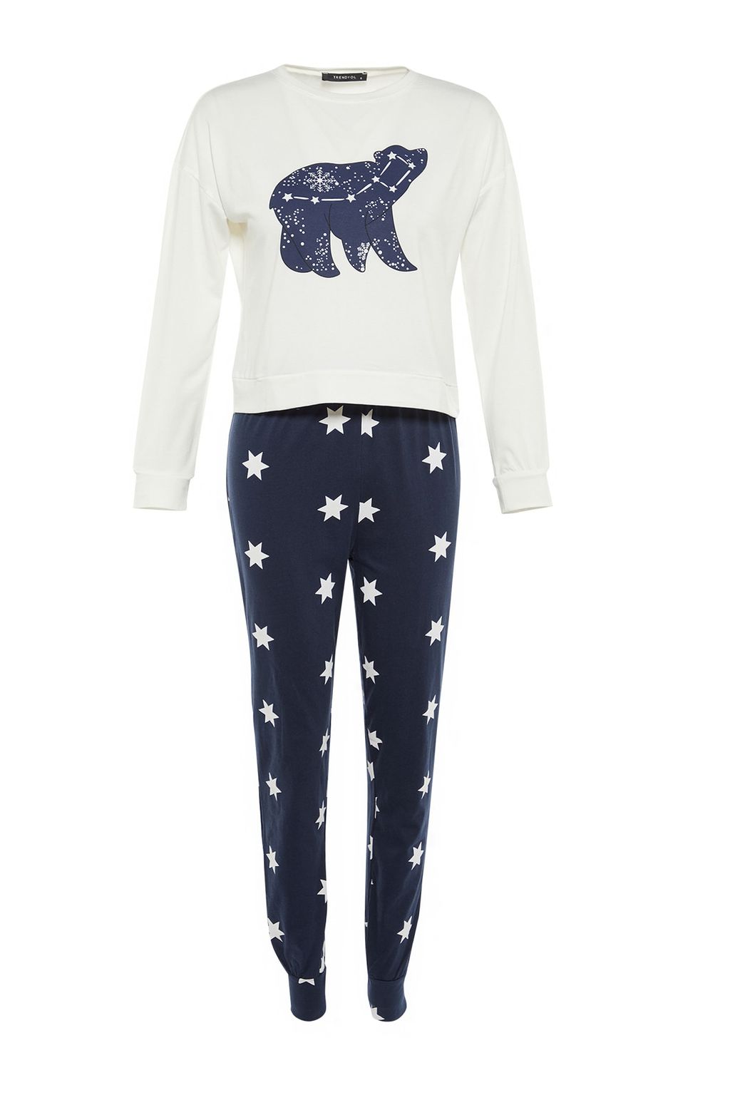 Trendyolmilla Cok Renkli %100 Pamuklu Y?ld?z Desenli Orme Pijama Tak?m? THMAW21PT0241  фото 7