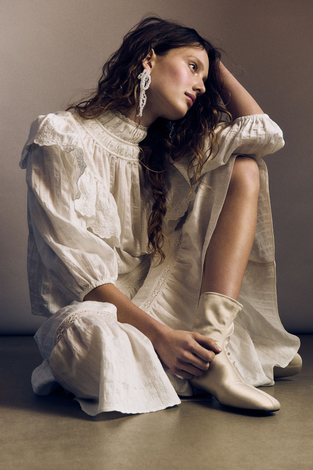 Maxifalda con inserciones de encaje - H&m фото 4