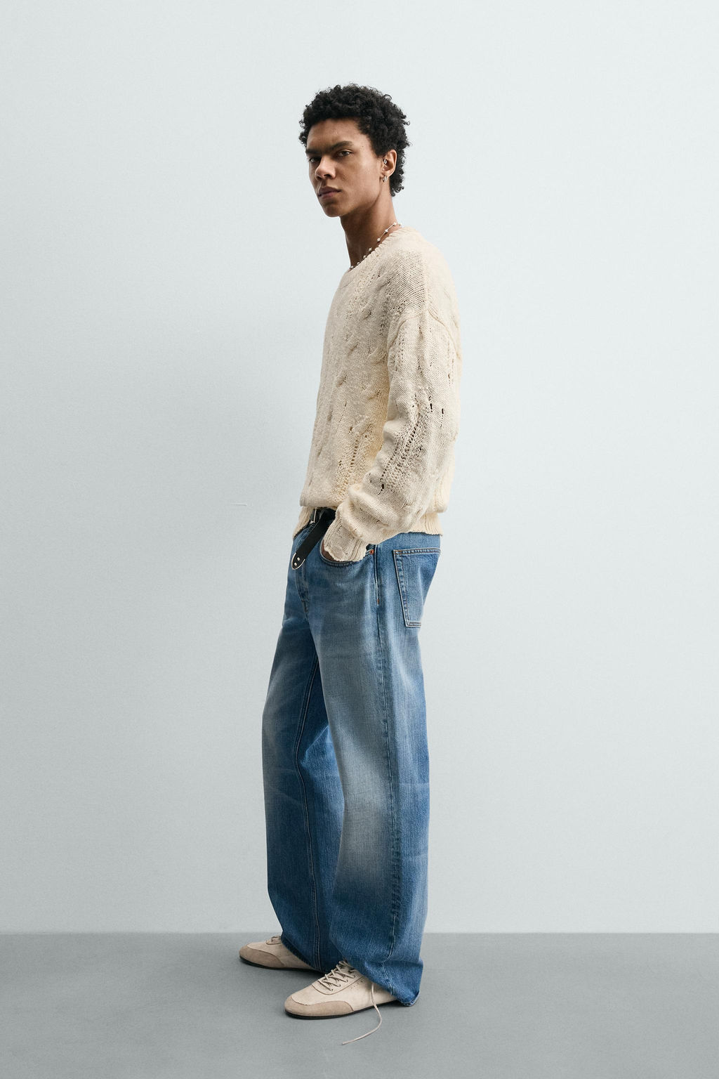 JERSEY DESAGUJADO TRENZAS / Blanco roto - Zara фото 4