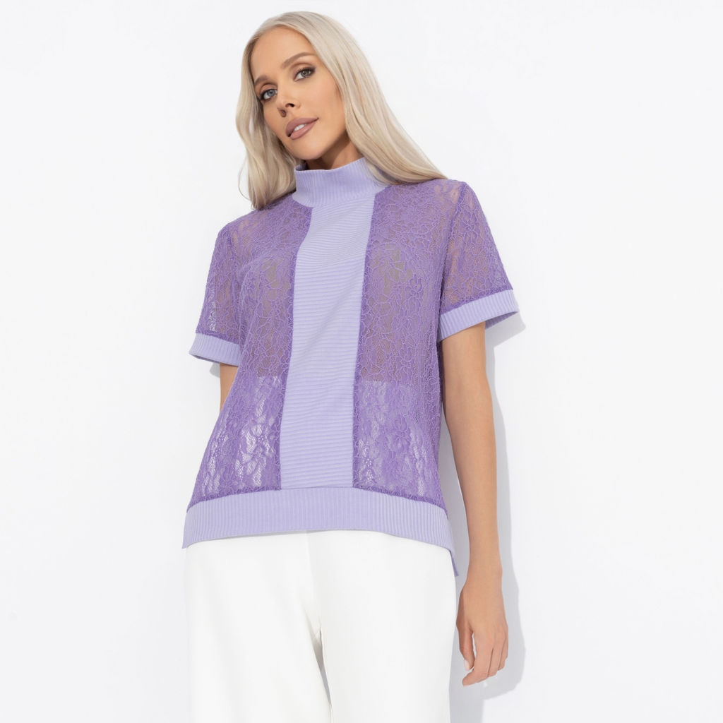 Футболка комбинированная, Фирменное приветствие (сиреневый) - Charutti фото 6