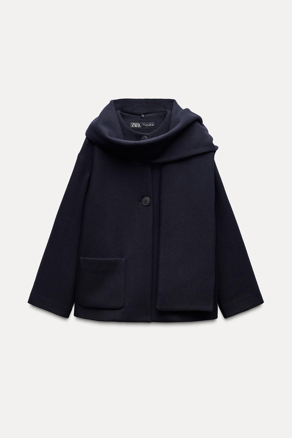 WOOL COAT WITH SCARF - Zara фото 14