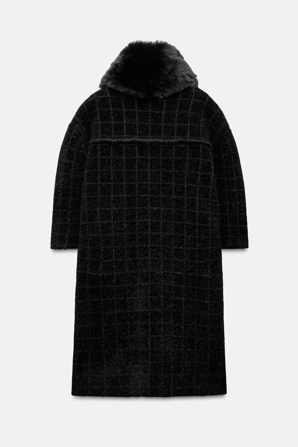 KNITTED COAT WITH FAUX FUR COLLAR - Zara фото 5