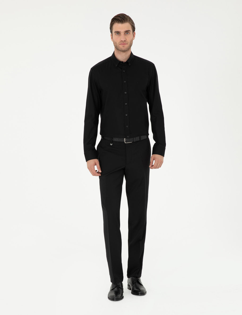 Рубашка Siyah Slim Fit длинный рукав черная