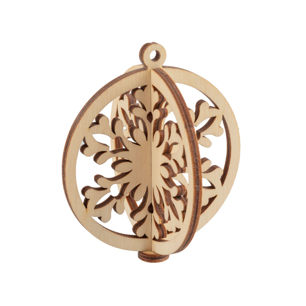 Заготовка для декорирования Mr. Carving КЛ-44 Подвеска объемная Шар фанера d 7 см х 0.3 см 3 снежинка  фото 6