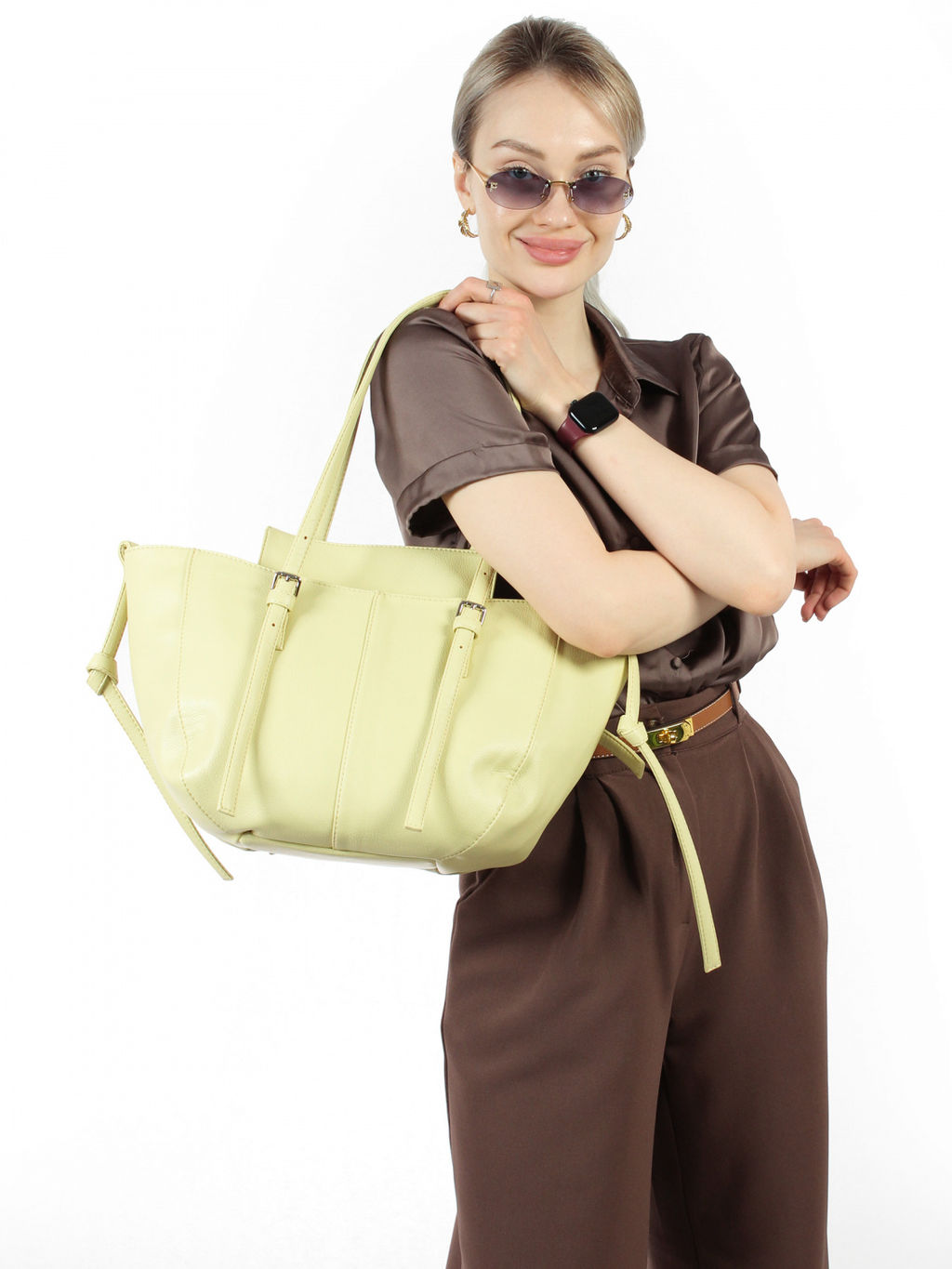 LACCOMA сумка Анна-бледно желтый эко кожа хлопок