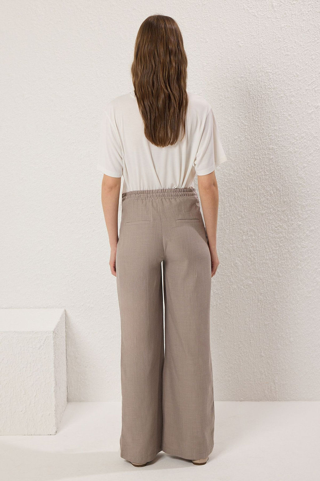 TRENDYOLMILLA Gri Hamile Pamuk-Keten Icerikli Lastik Belli Pantolon TBBSS25AR00032 фото 4