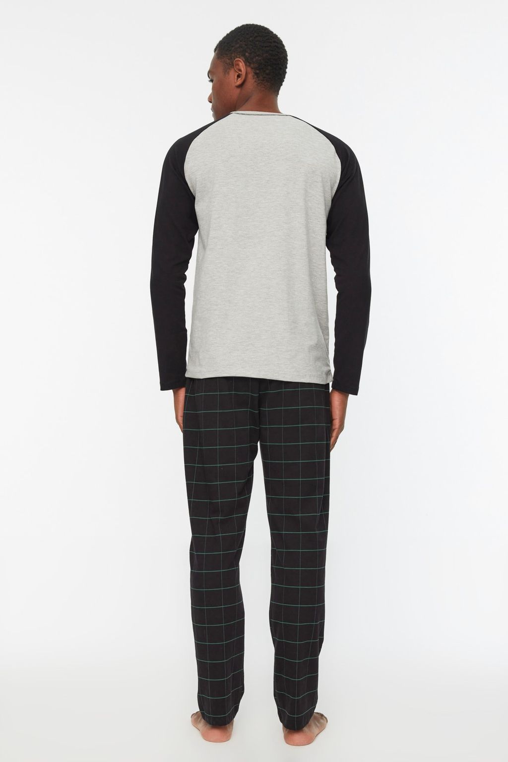 Yesil %100 Regular Fit Pamuk Ekose Orme Pijama Tak?m? THMAW21PT0879