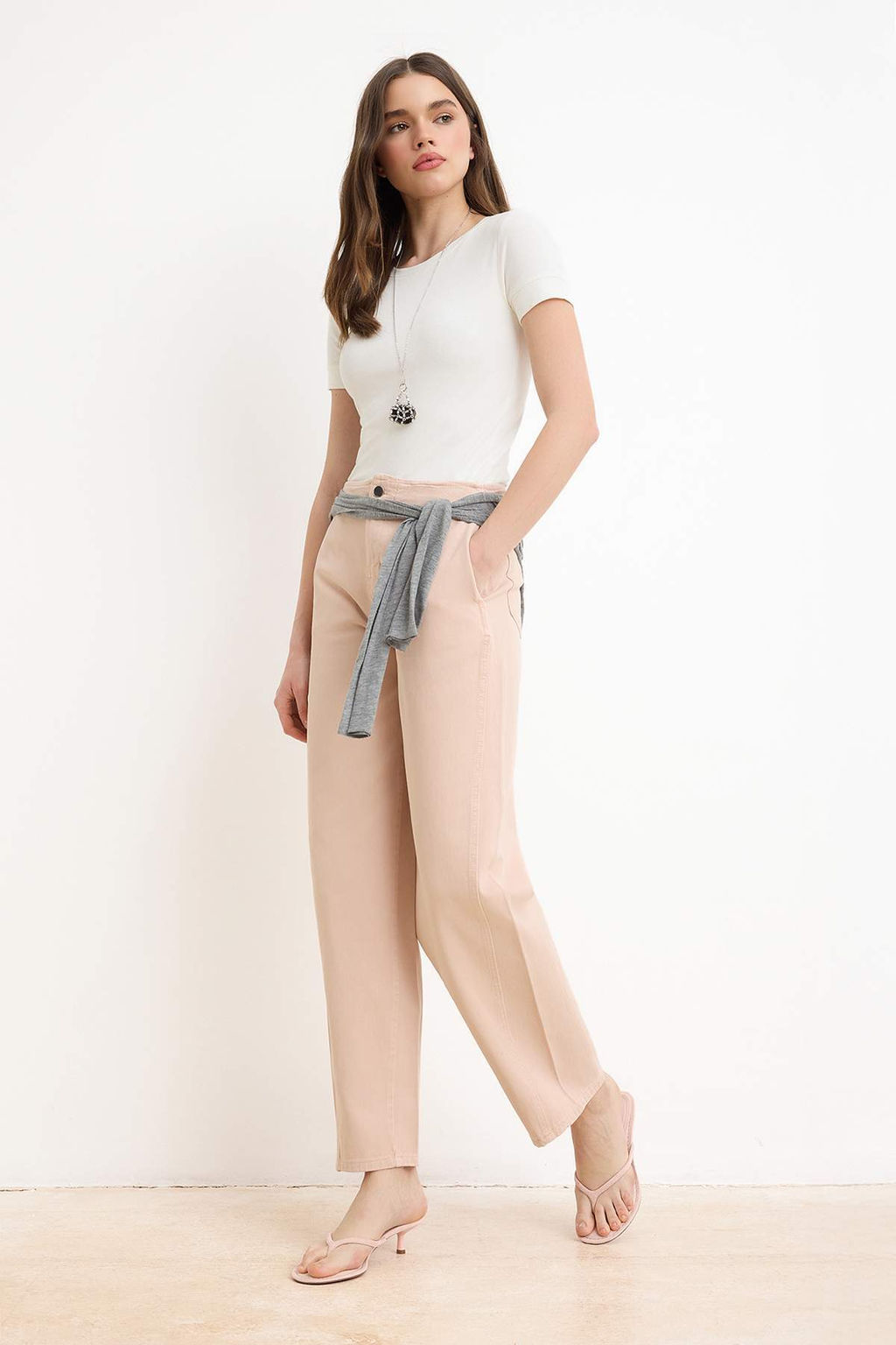 Pembe Bel Detayl? Tencel Kar?s?ml? Yuksek Bel Baggy Jeans TWOSS26JE00297 - Trendyolmilla фото 2