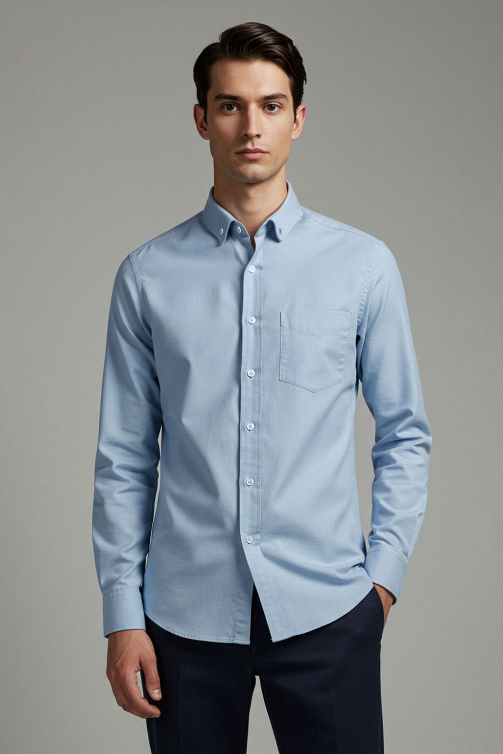 TRENDYOL MAN Mavi Regular Fit Oxford Kolay Utulenebilir Erkek Gomlek TMNSS25GO00079 - Trendyolmilla фото 5