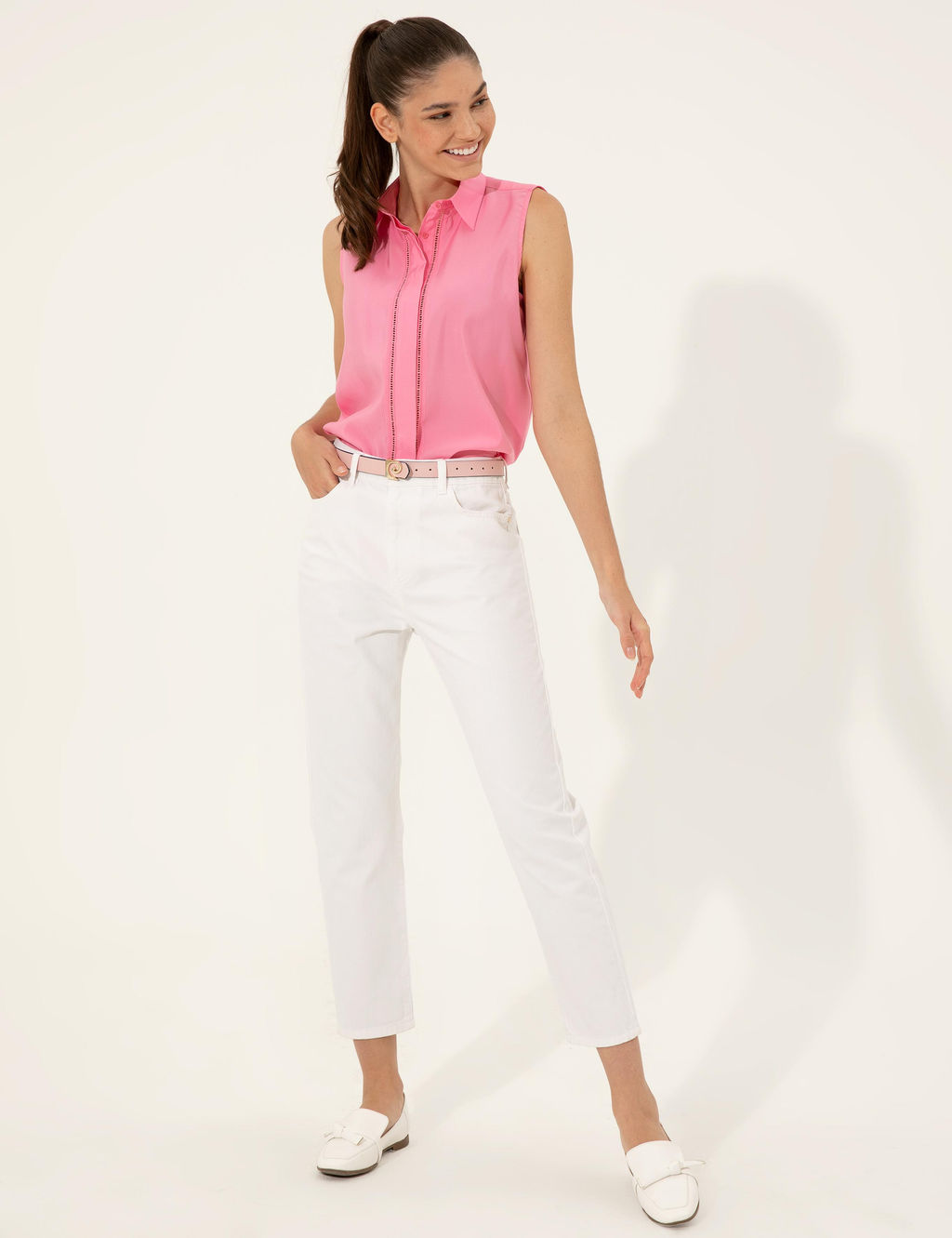 Pembe Regular Fit Kolsuz Bluz - Pierre cardin фото 2