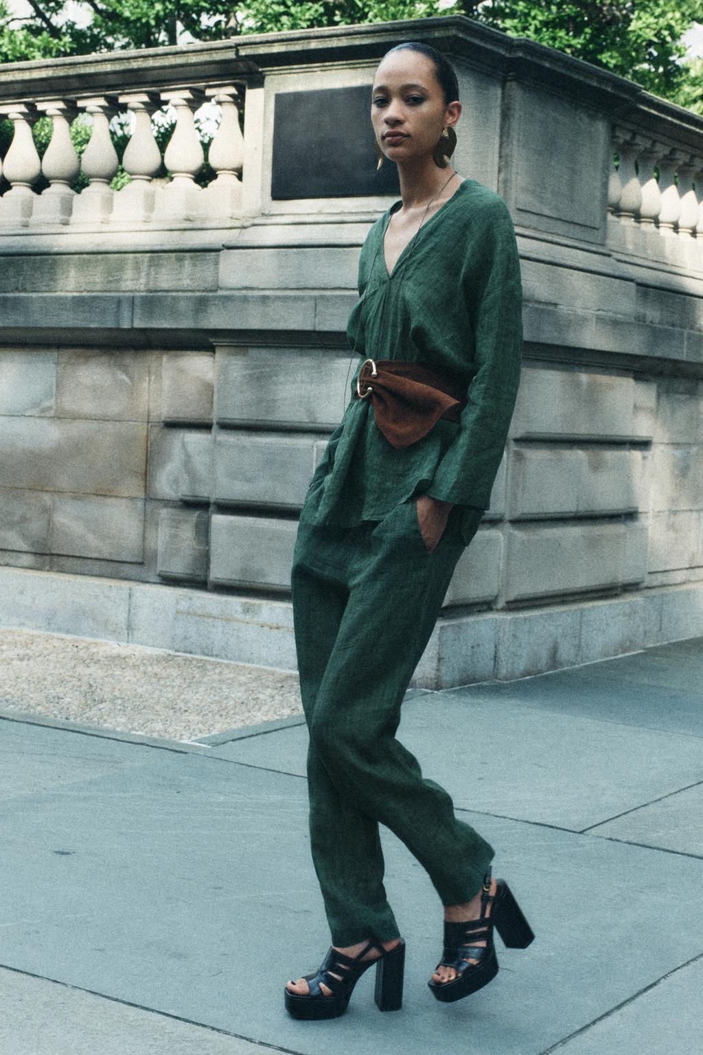 ZW COLLECTION 100% RAMIE PYJAMA-STYLE TROUSERS - Zara фото 9