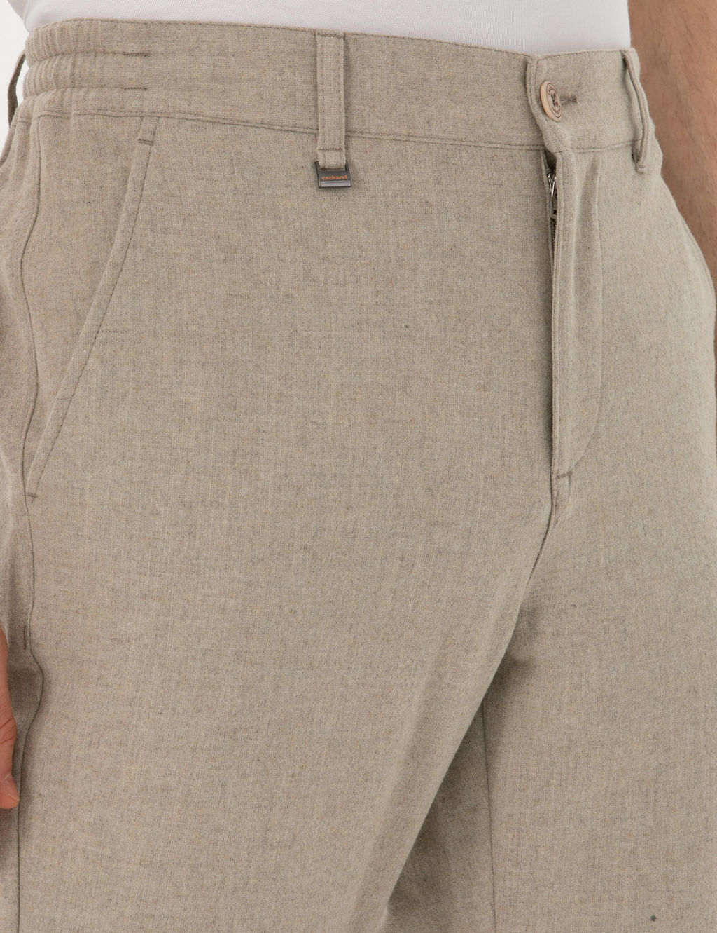 Bej Slim Fit Y_n Kar___ml_ Kanvas Pantolon - Cacharel фото 5