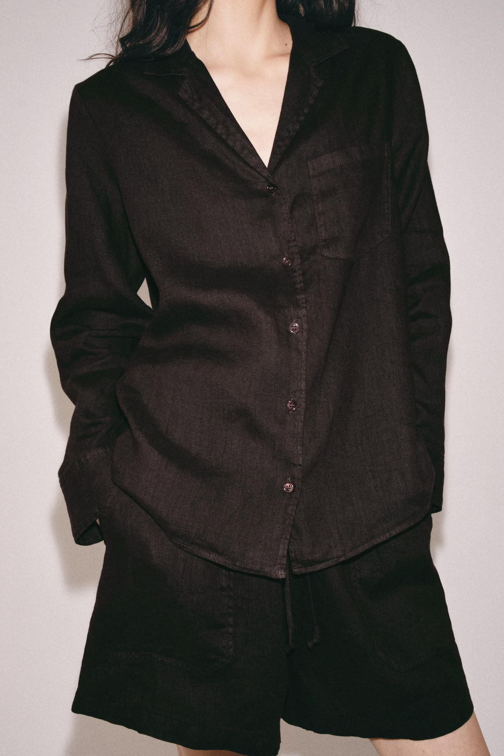 CAMISA LINO BOLSILLO ZW COLLECTION / Marr?n - Zara фото 10