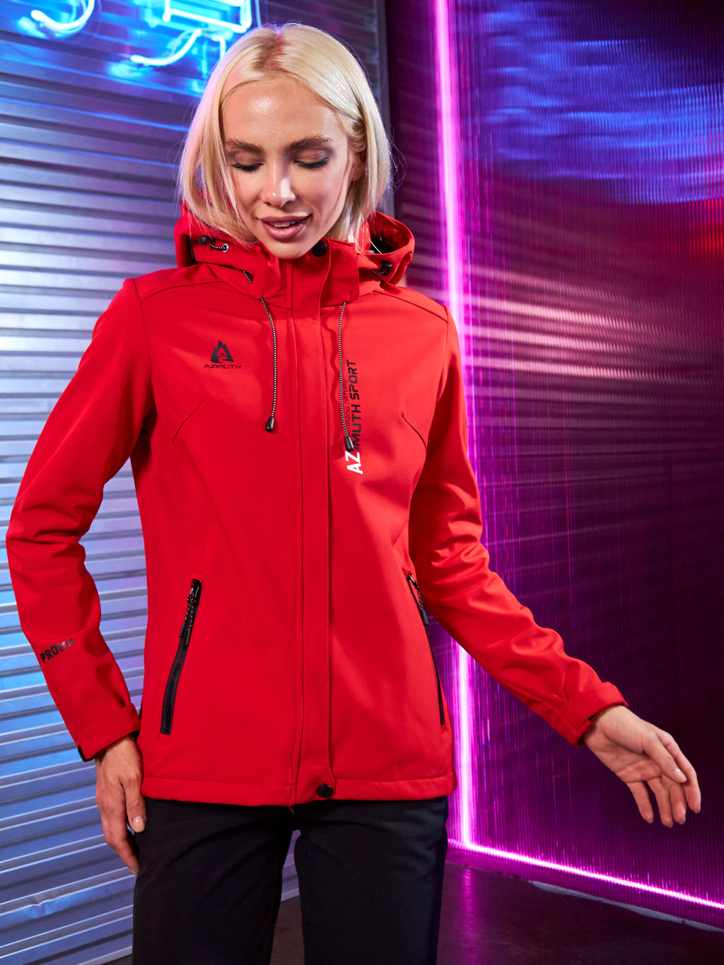 Женская мембранная куртка виндстоппер на флисе Azimuth Сияние 124/23983_711 Красный  фото 15