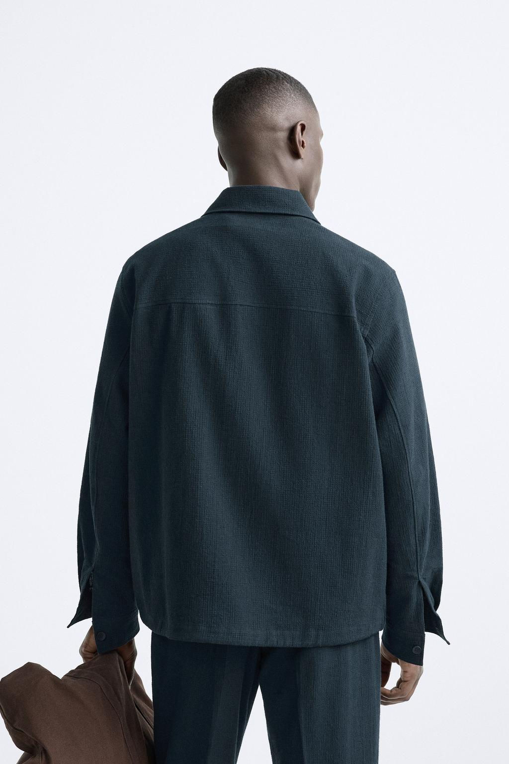 COTTON/LINEN SEERSUCKER OVERSHIRT - Zara фото 4