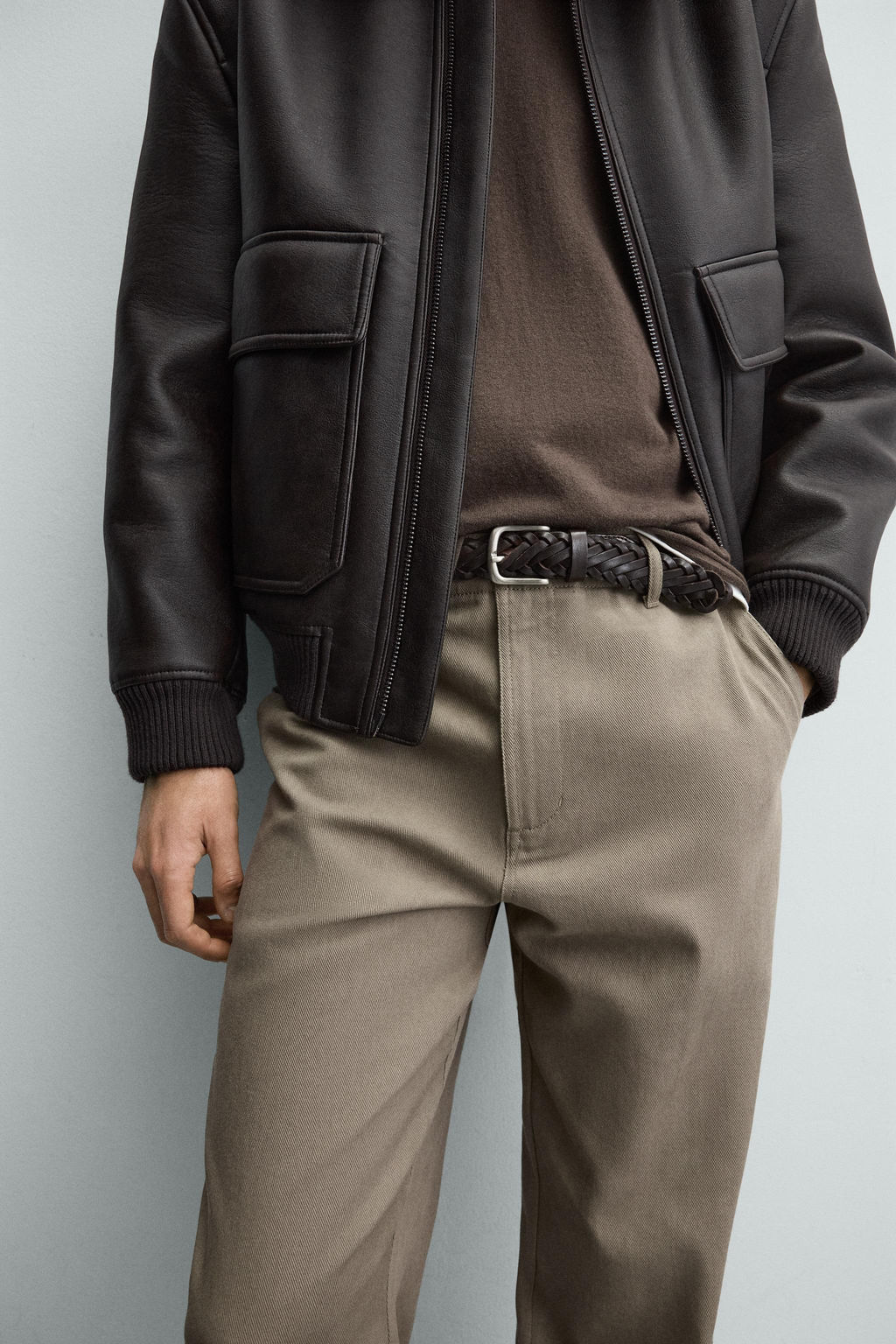 LEATHER EFFECT JACKET WITH CONTRAST COLLAR - Zara фото 5