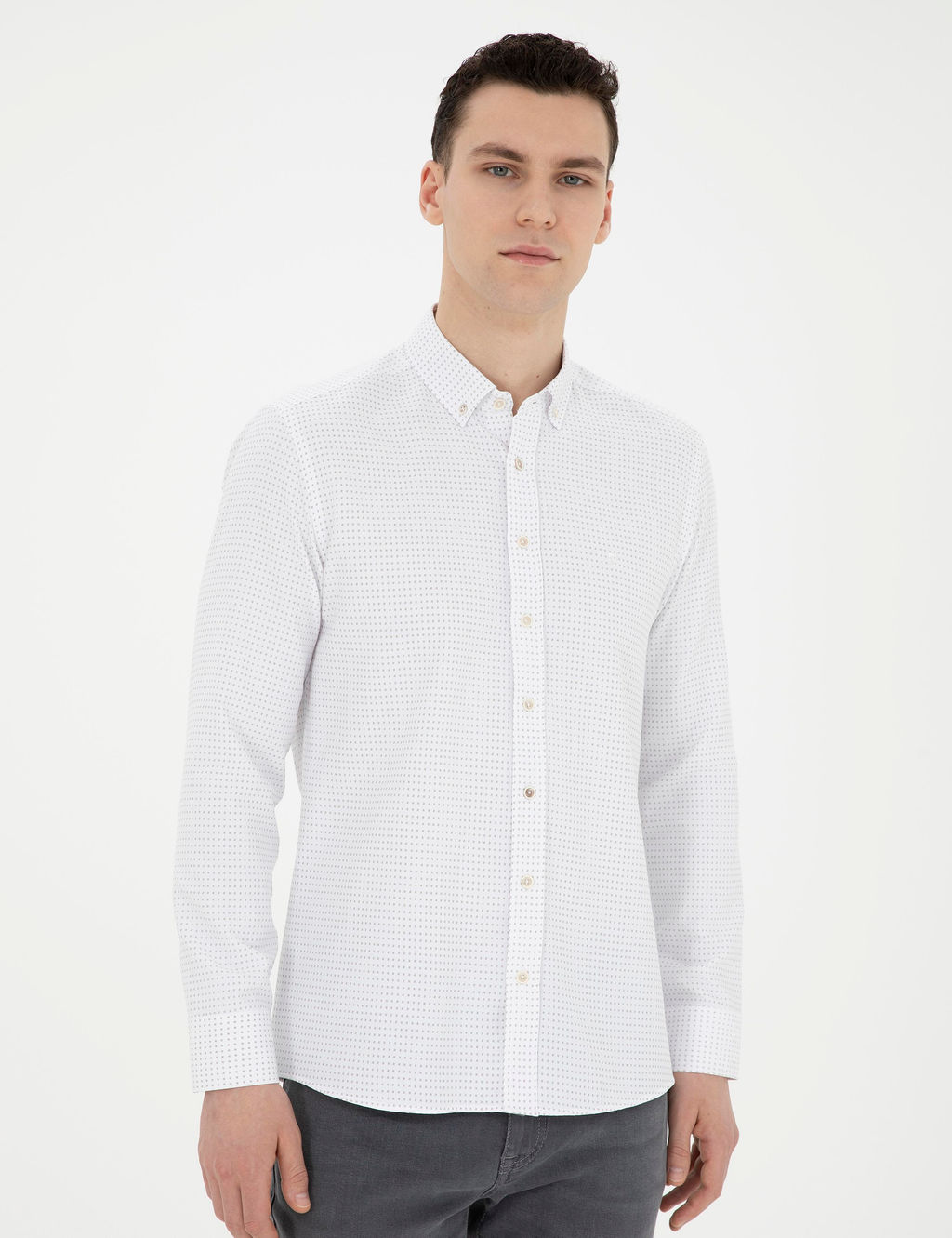 Bej Slim Fit Uzun Kollu G_mlek