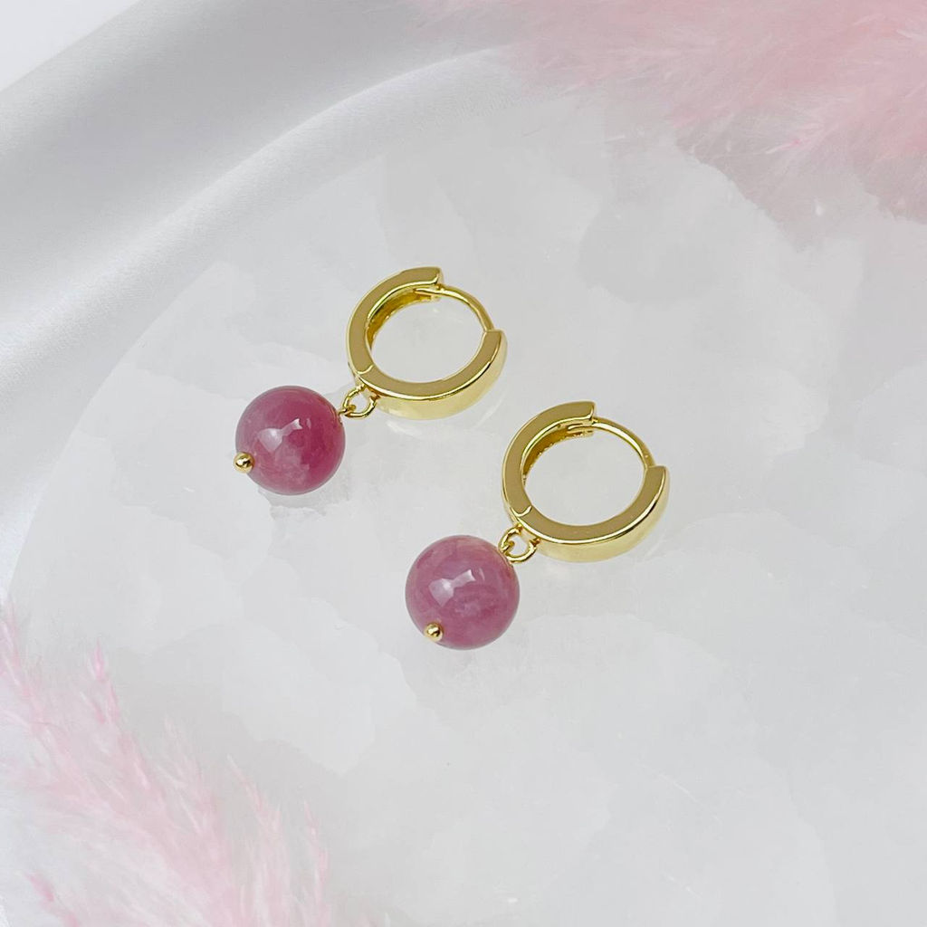 Серьги из мадагаскарского Розового кварца с астеризмом