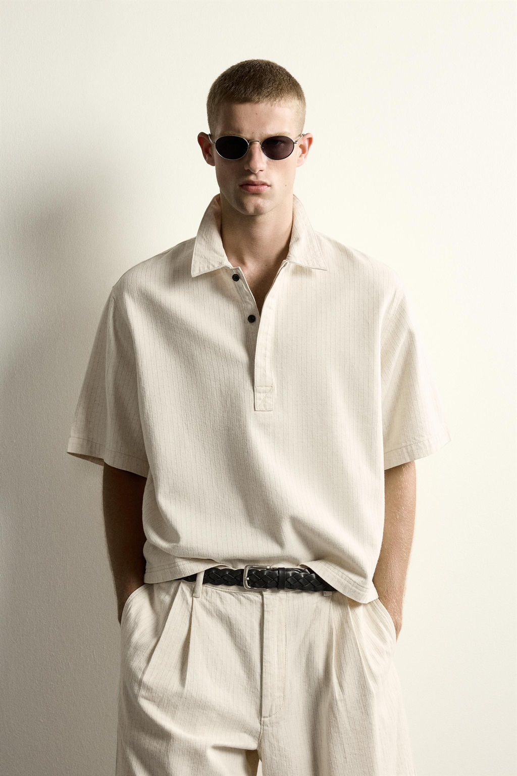 CAMISA POLO BOXY FIT RAYAS / Crudo - Zara фото 2