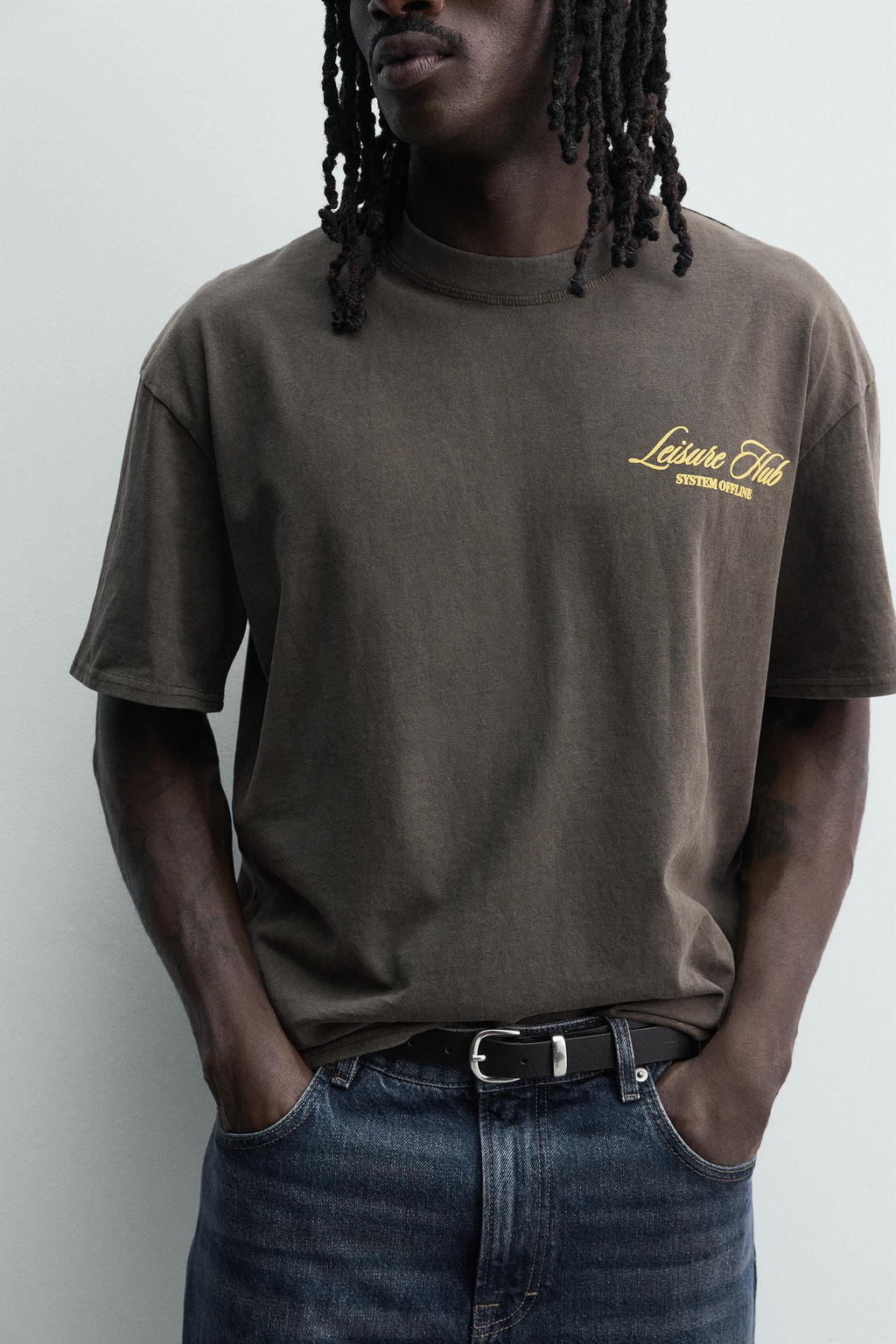 CAMISETA RELAXED FIT ESTAMPADOS LAVADOS / Gris antracita