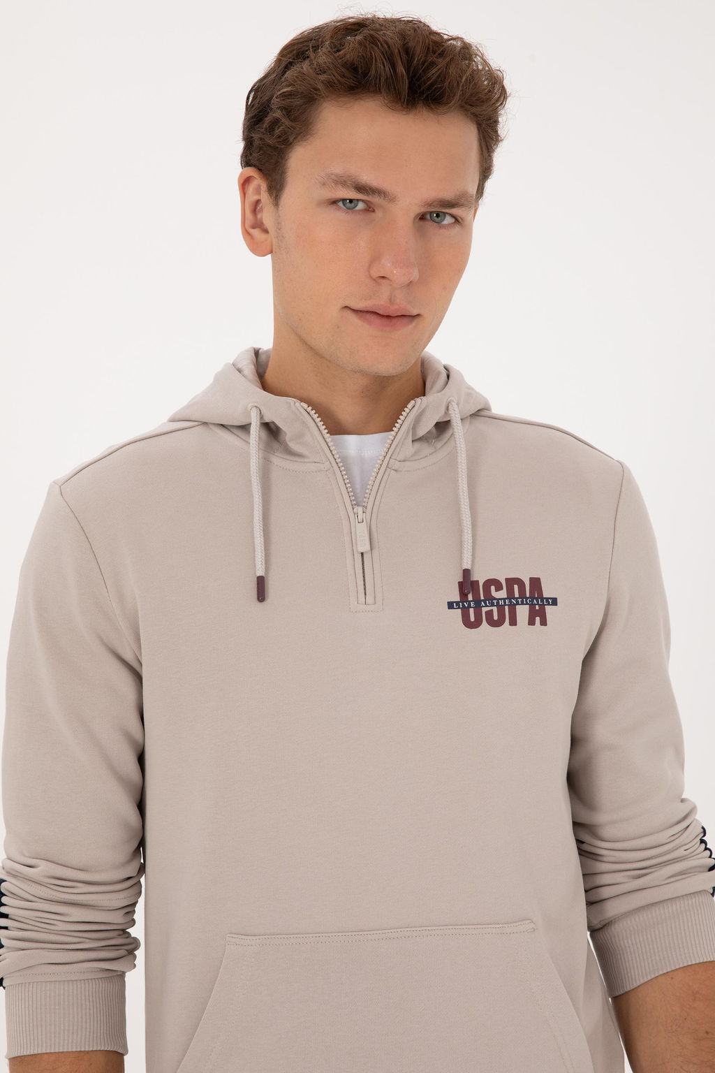 Erkek Regular Fit Yar_m Fermuarl_ Kap__onlu Ta_ Sweatshirt - U.s. polo assn фото 2