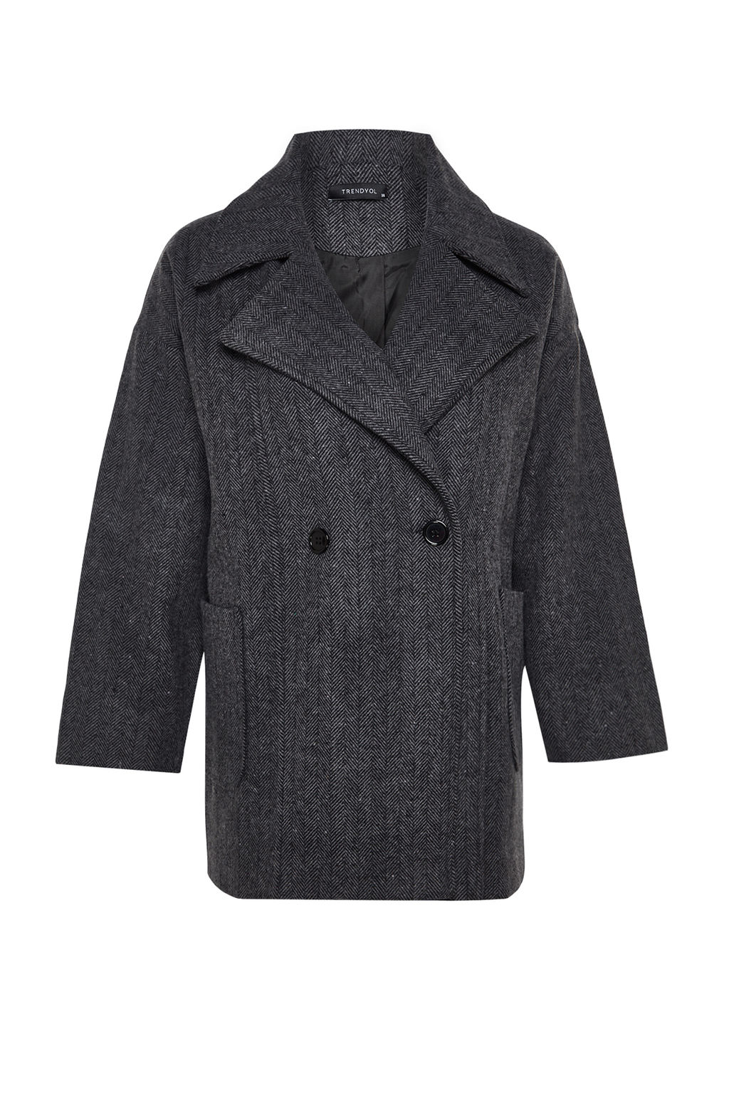 Trendyolmilla Gri Oversize Kaban TWOAW24KB00165 фото 11