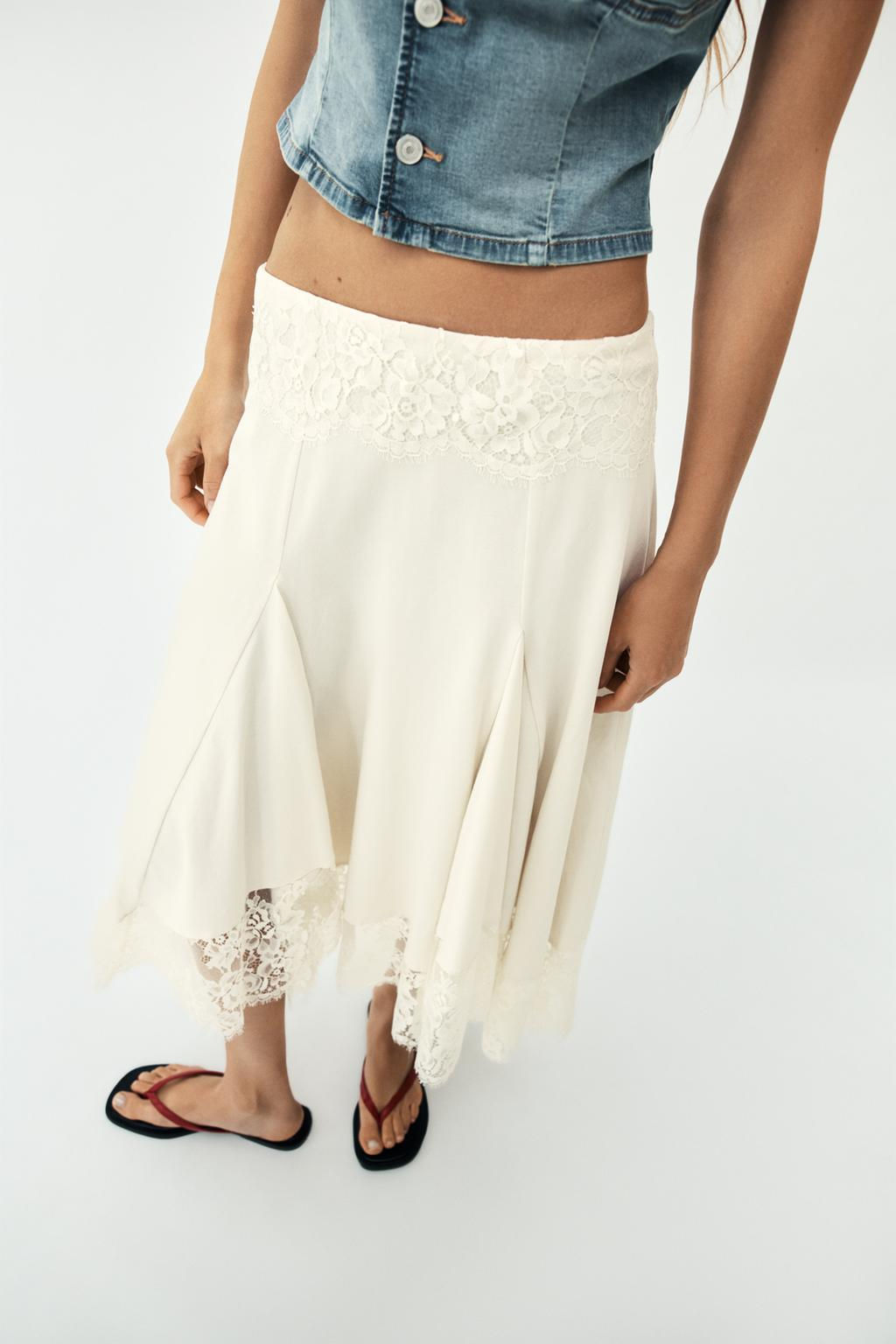 LACE VOLUMINOUS MIDI SKIRT - Zara фото 2