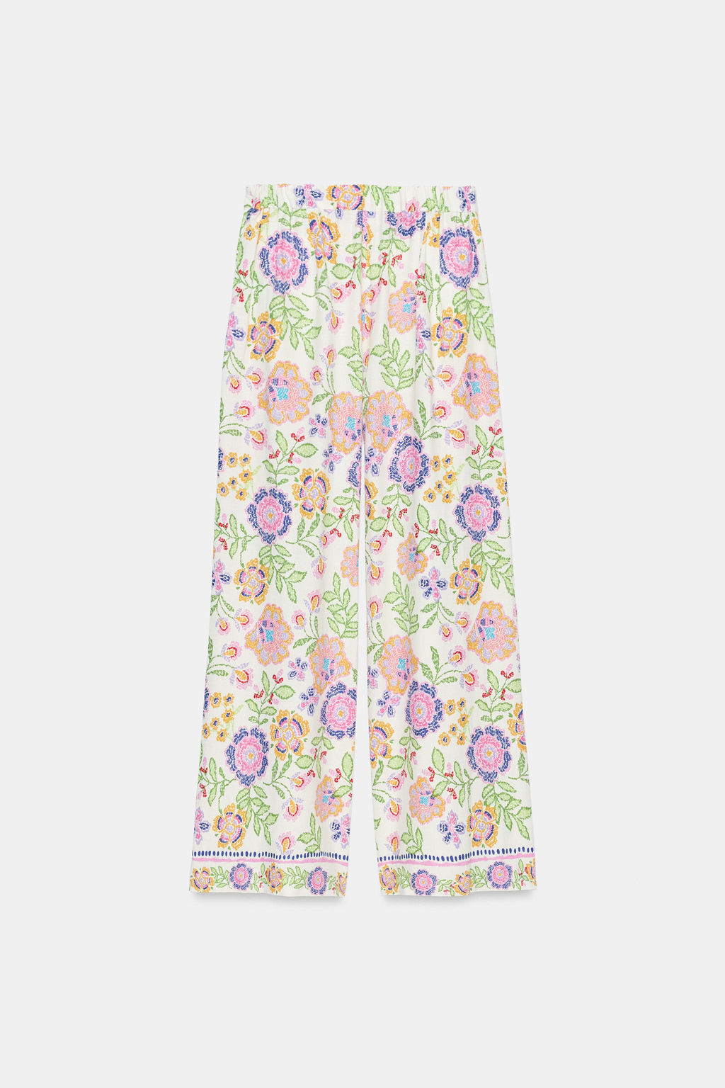 PANTAL?N ESTAMPADO FLORAL CON LINO / Multicolor - Zara фото 6