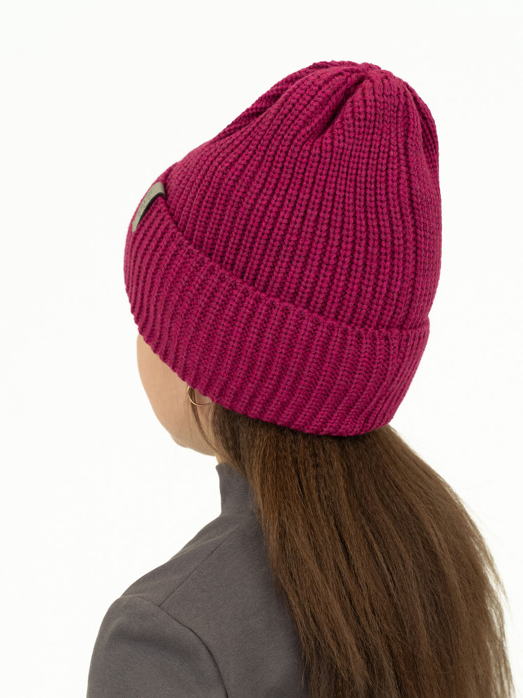 Шапка вязаная красная Ш-113 малина (56-58)