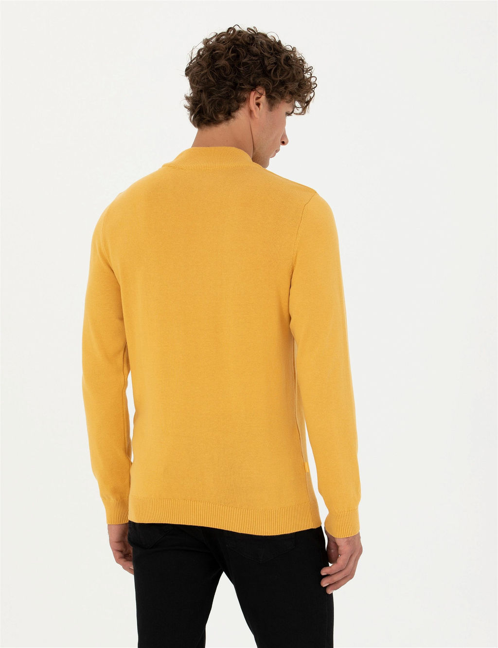 Hardal Slim Fit Yar_m Bal_k__ Yaka Basic Triko Kazak
