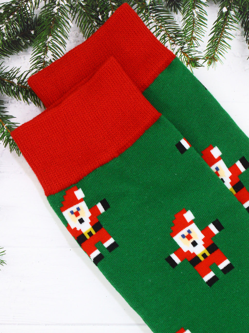 Носки НГ р.40-45 New year Пиксельный Санта - Krumpy фото 2