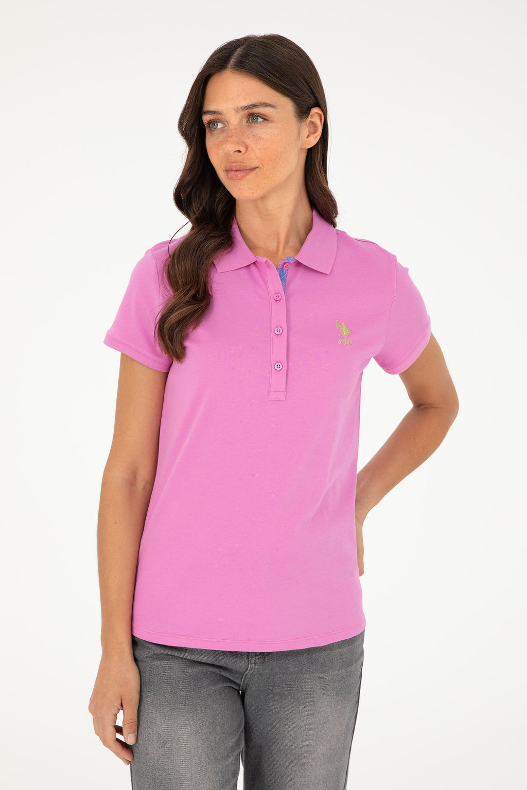 Женская фиолетовая базовая футболка Неожиданная скидка в корзине - U.s. polo assn фото 3