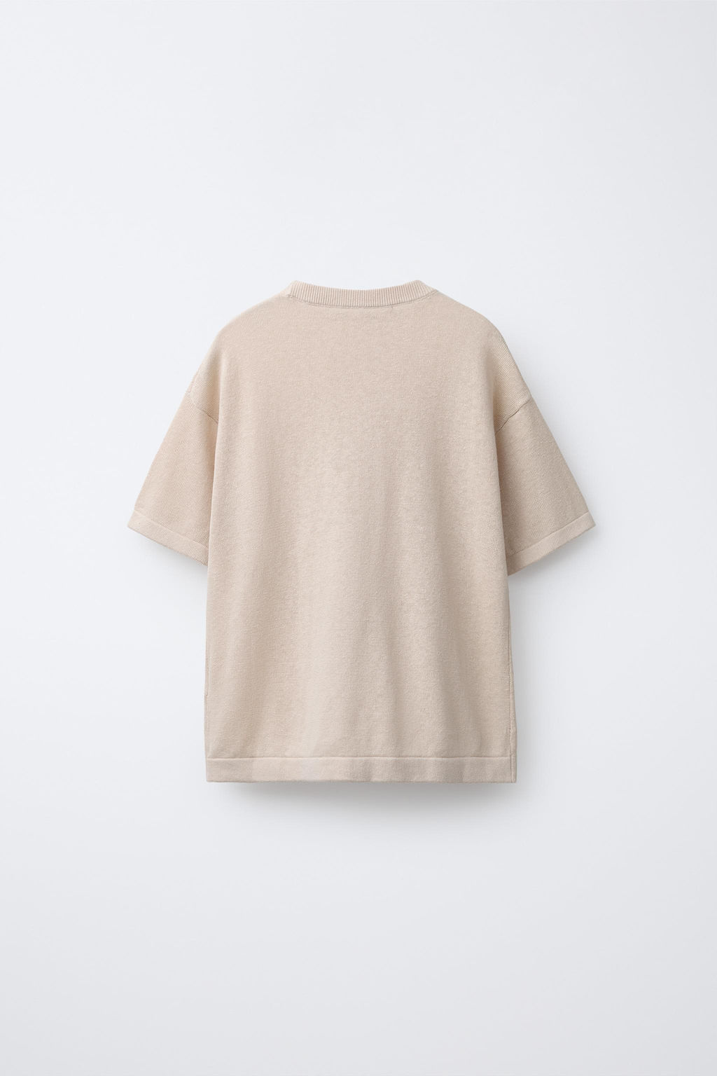 CAMISETA LISA CON LINO Y ALGOD?N / Beige - Zara фото 2