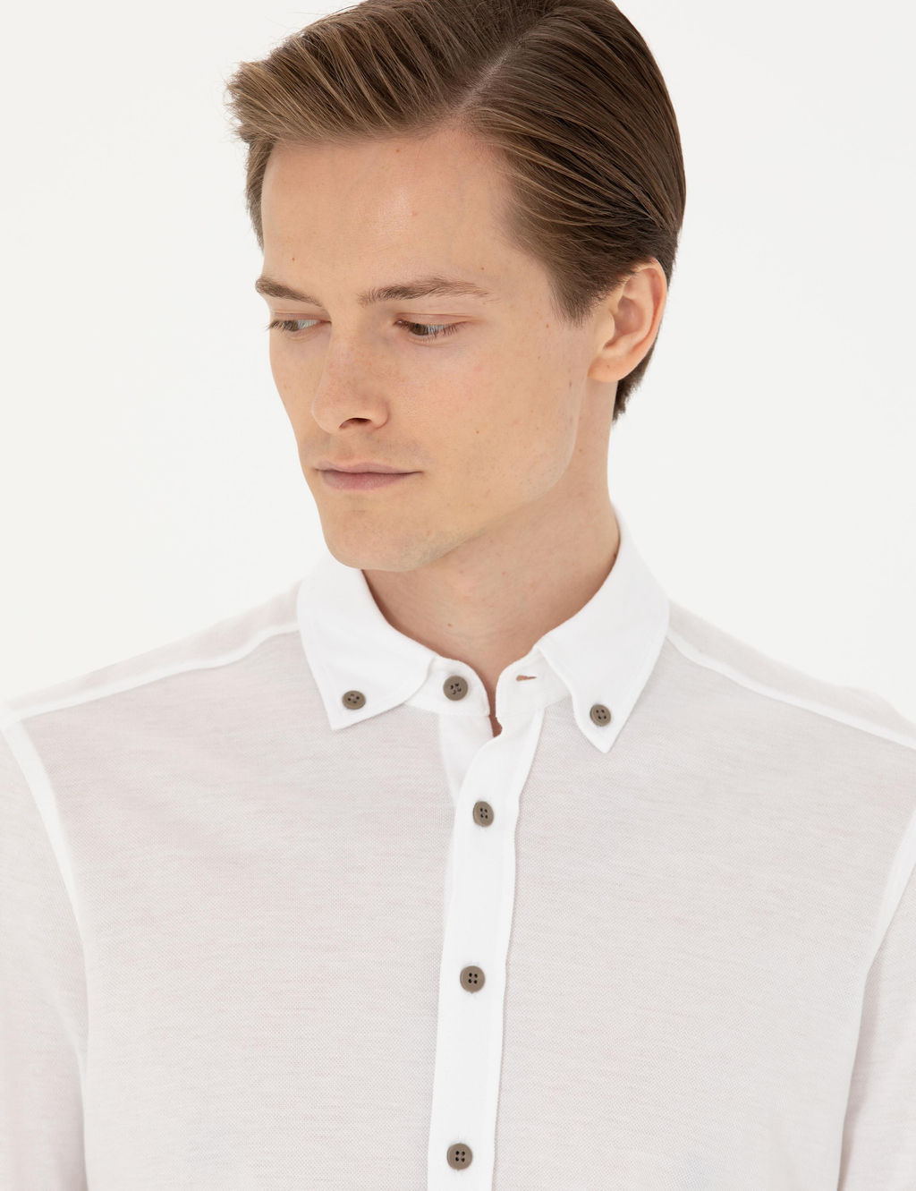 Beyaz Slim Fit Uzun Kollu G_mlek