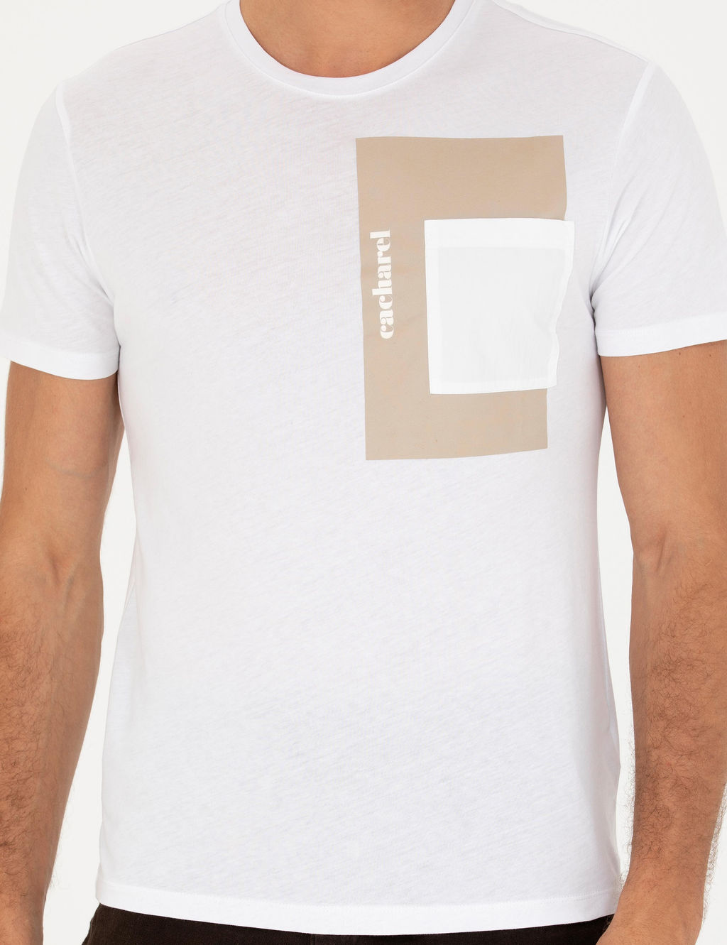 Beyaz Slim Fit Bisiklet Yaka T-Shirt