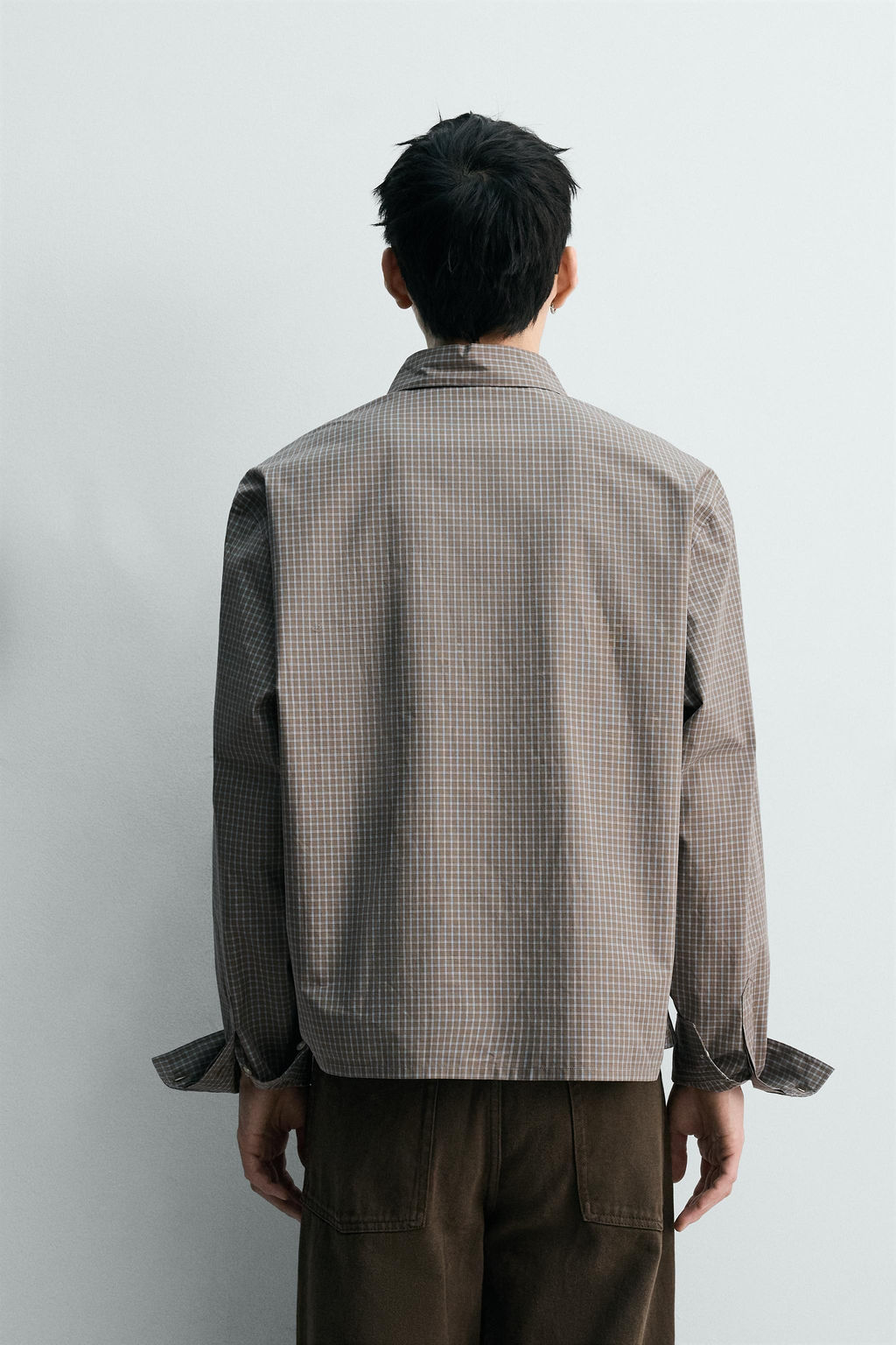 CAMISA BOXY FIT CUADROS / Marr?n / Topo - Zara фото 3